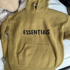 Essentials khaki knit hoodie size M